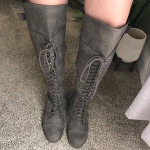 Lace up over the knee boots